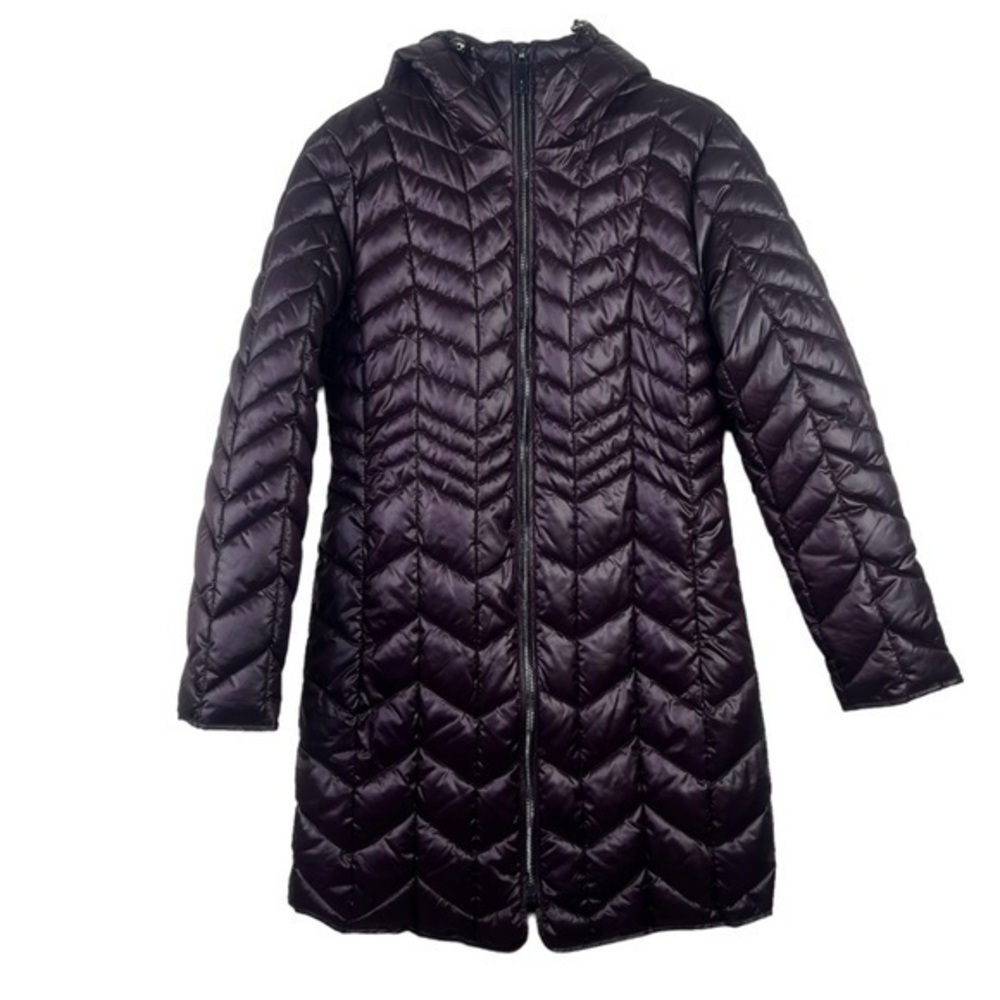 Kenneth Cole New York Purple Women's Hooded Chevron Quilted Size S/P